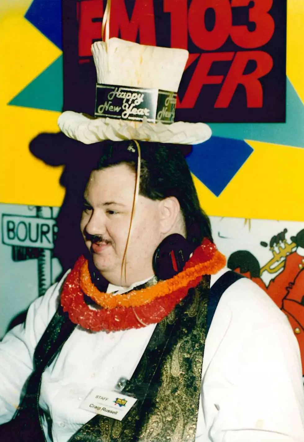 WKFR night time personality Craig Russell at a New Year's Celebration at Bourbon Street.(Dave Benson Photo Archive. Used by permission)
